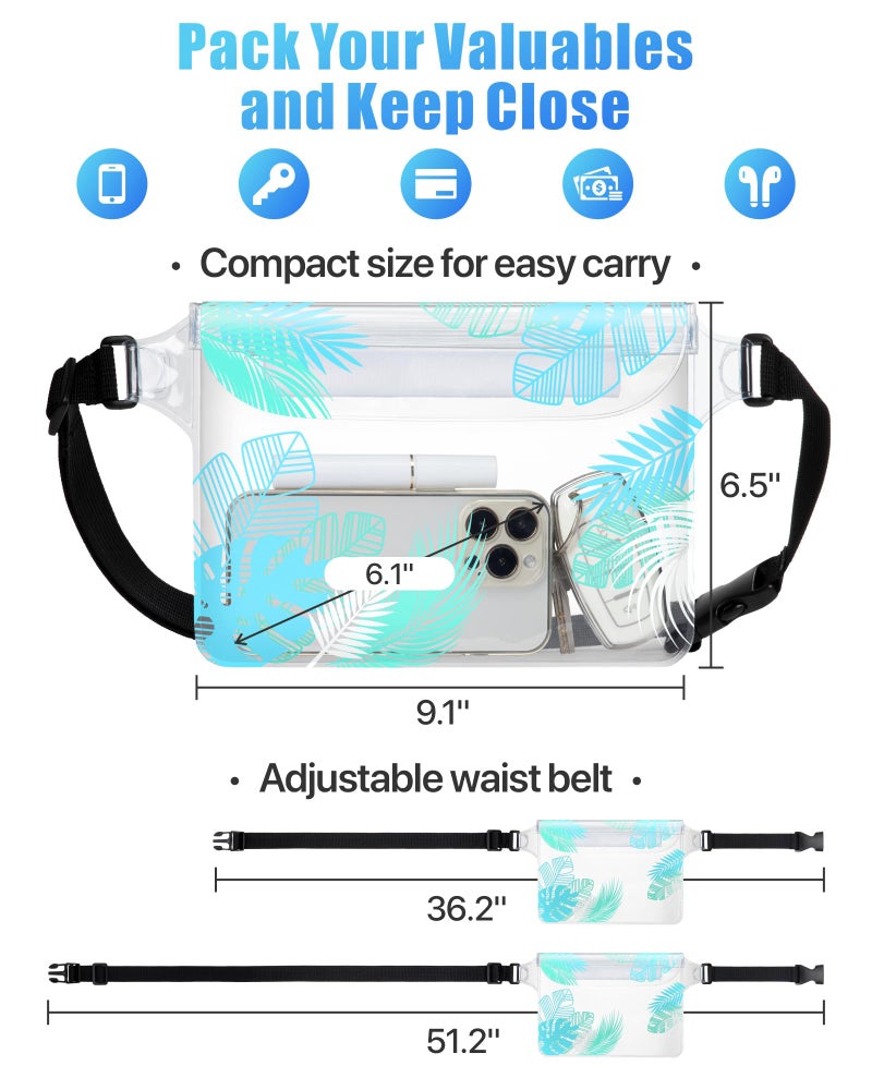 F-color Waterproof Fanny Pack - Waterproof Phone Pouch with Waist Strap - Cruise Essentials 2025 Must Haves Waterproof Pouch Dry Bag Keep Phone Valuables Safe for Beach Kayaking Boating Fishing - Image 3